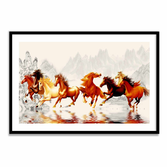 Beautiful 7 Horses Vastu Painting for Home Wall Decor