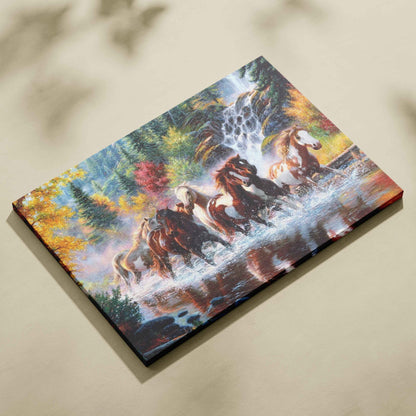 7 Horses in a forest Vastu Painting for Home Wall Decor