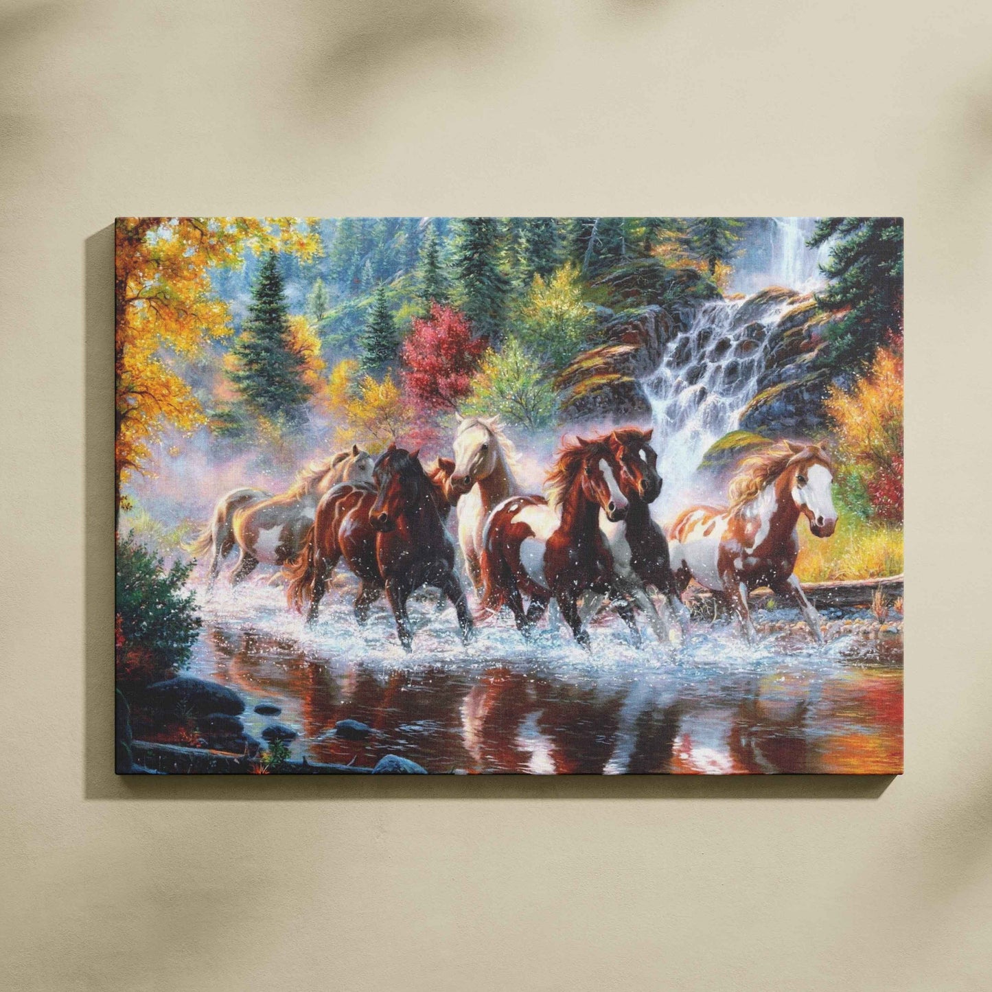 7 Horses in a forest Vastu Painting for Home Wall Decor