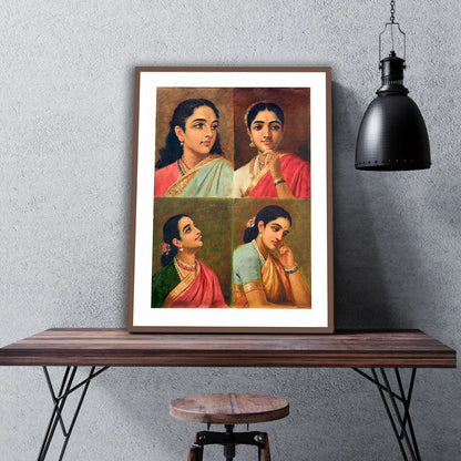 Buy Beautiful Four Portrait by Raja Ravi Varma Wall Art Print for Home Decor