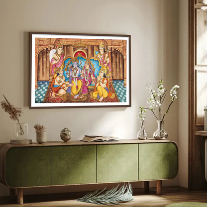 Ram Abhishek Darbar Painting | Ram Sita Wall Art Painting Print - Divine Artwork