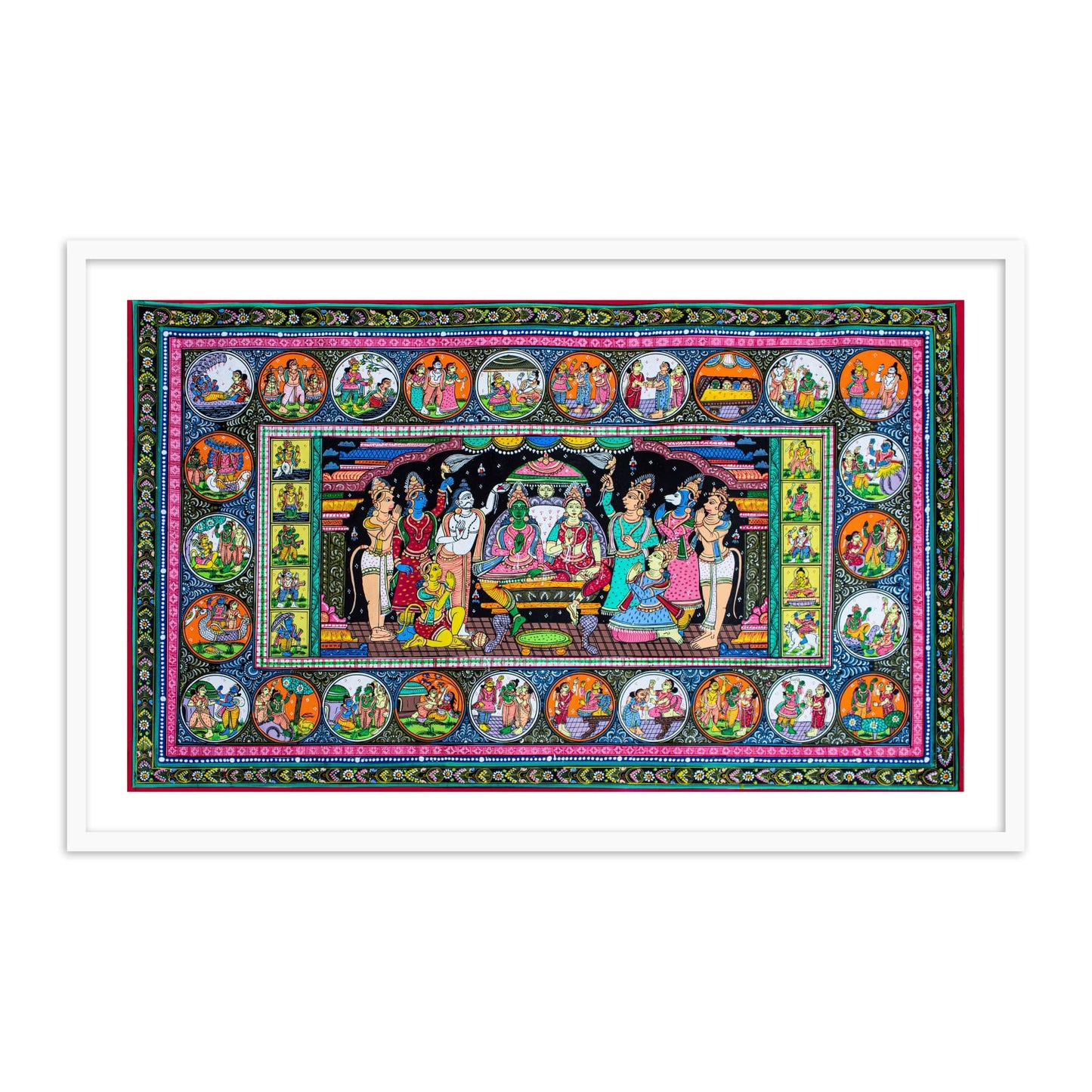 Ram Darbar Pattachitra Art | Ram ji story Pattachitra Framed Wall Art for Wall Art decor