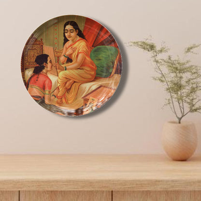 Chitralekha by Ravi Varma Ceramic Plate for Home Decor