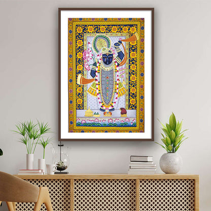 Shrinathji Shree krishna Pichwai Painting | Shreenathji Indian Art for Wall Decor