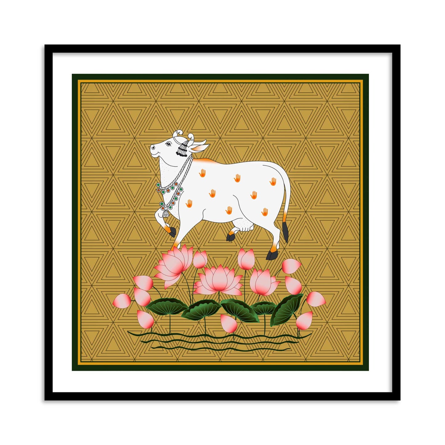 Living Room Shri Nath ji Devoted Cow Pichwai Traditional Painting | Indian Pichwai Painting Wall Art Home Decor