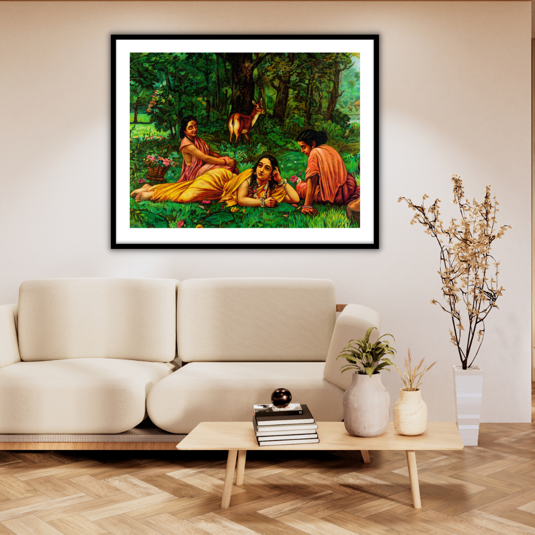 Shakuntala Patra-lekhan by Raja Ravi Varma Wall Home Decor Painting