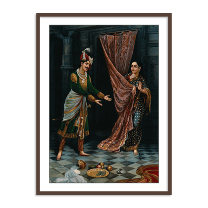 Kichaka making indecent proposals to a frightened Draupadi by Raja Ravi Varma Wall art Painting