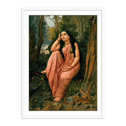 Damayanti deserted in the forest by Raja Ravi Varma Home Wall Art Painting