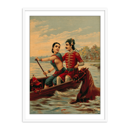 King Shantanu proposes to the low caste fisher girl, Matsyagandha by Raja Ravi Varma Wall Art