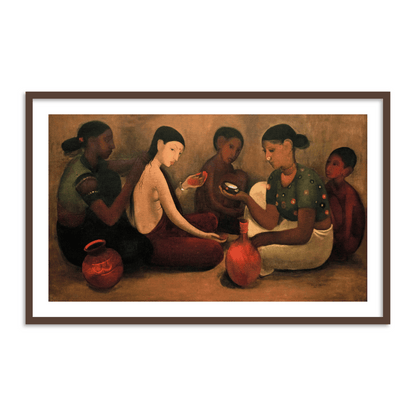 Bride's Toilet Famous Framed Wall Art Painting by Amrita Sher-Gil