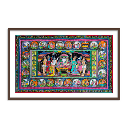 Ram Darbar Pattachitra Art | Ram ji story Pattachitra Framed Wall Art for Wall Art decor