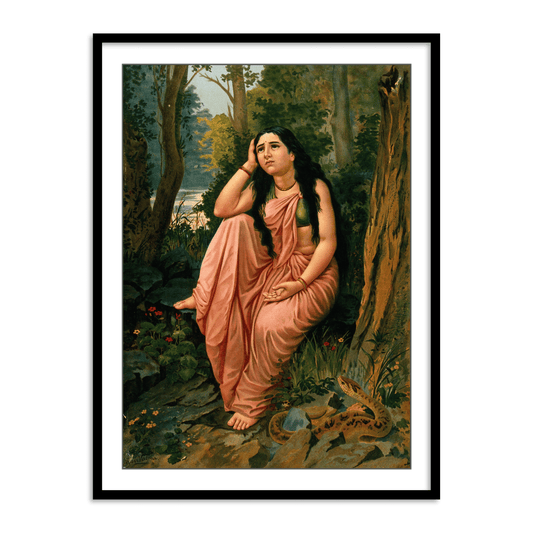 Damayanti deserted in the forest by Raja Ravi Varma Home Wall Art Painting