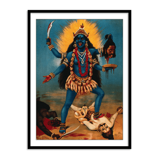 Kali trampling Shiva by Raja Ravi Varma Wall Art Painting for Home Decor