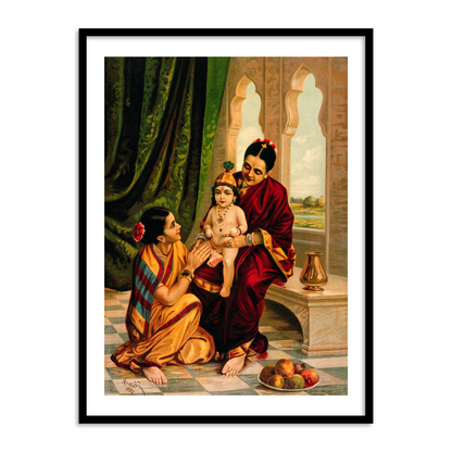 Krishna as an infant sitting on Yashoda's lap by Raja Ravi Varma  Wall Art for Home Decor