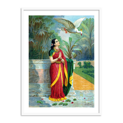 Hamsa Damayanti Samvad by Raja Ravi Varma Wall Art Painting for Decor