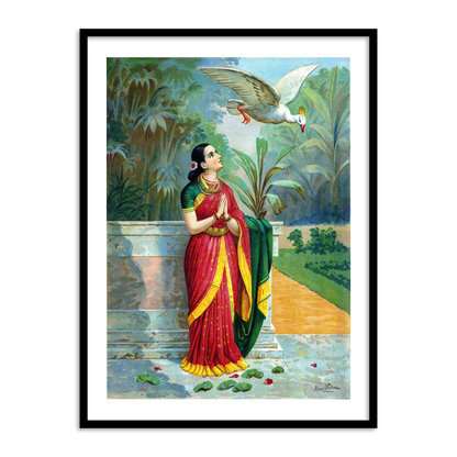 Hamsa Damayanti Samvad by Raja Ravi Varma Wall Art Painting for Decor