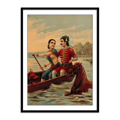 King Shantanu proposes to the low caste fisher girl, Matsyagandha by Raja Ravi Varma Wall Art