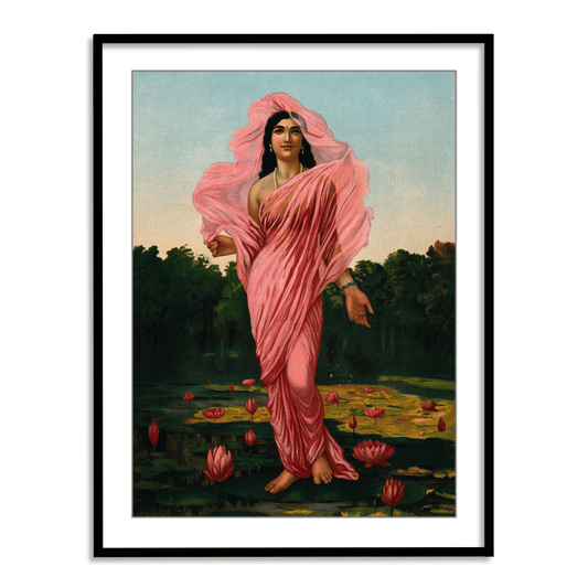 Padmini, the Lotus lady by Raja Ravi Varma  Wall Art Print for Home Decor