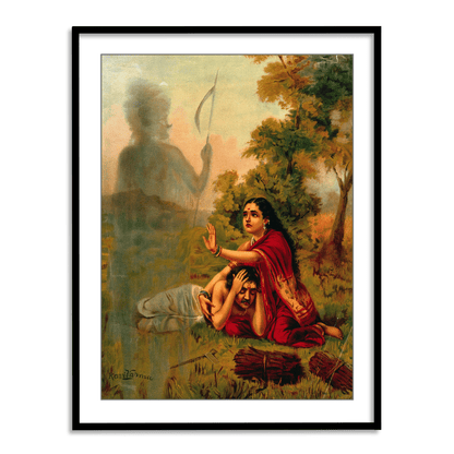 Savitri pleading with Yama for her husband, Satyavan's life by Raja Ravi Varma Wall Painting