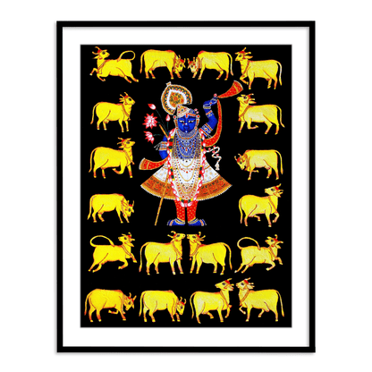 Shrinath Ji with Cow | Pichwai art | Indian art paintings