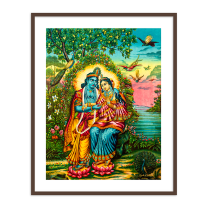 Beloved Radha and Krishna Framed Wall Art Painting for Home Decor