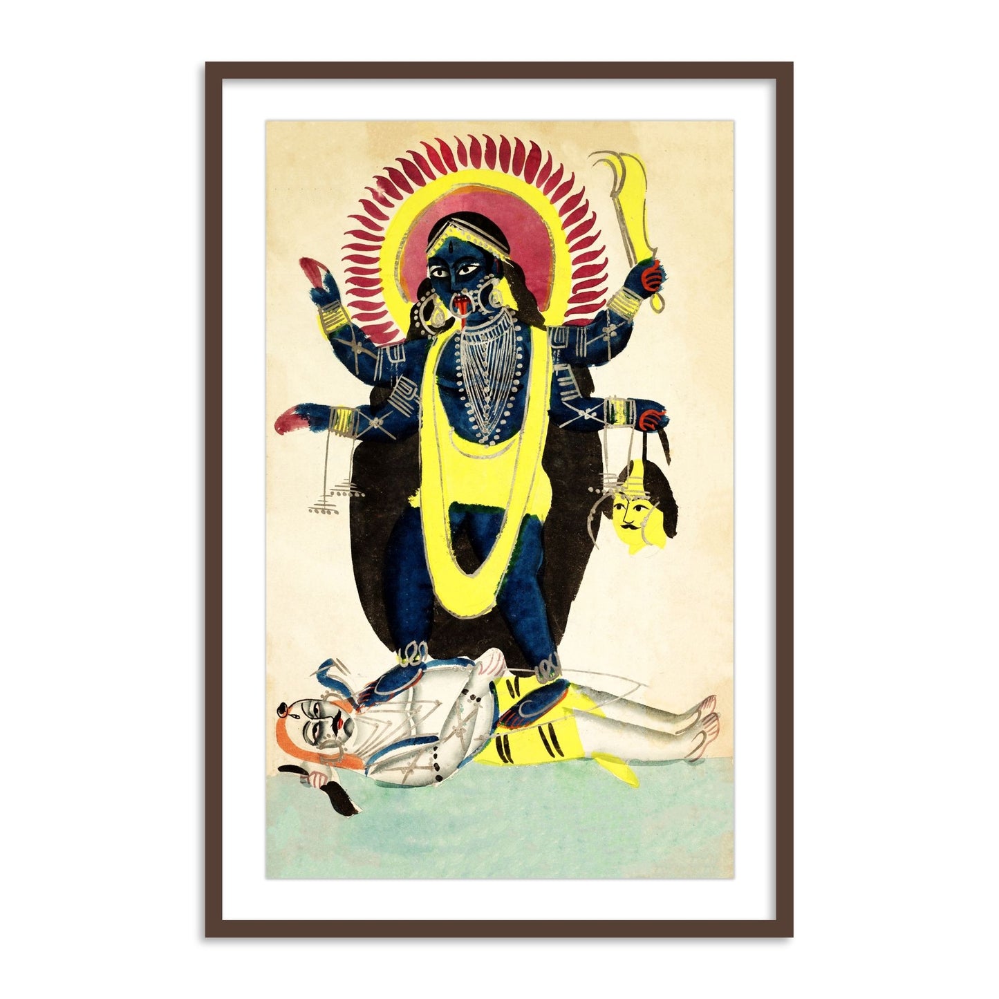 Kali Dancing on Shiva Kalighat Framed Wall Art - The Atrang