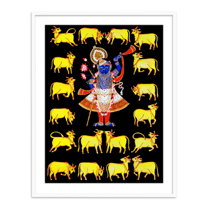 Shrinath Ji with Cow | Pichwai art | Indian art paintings