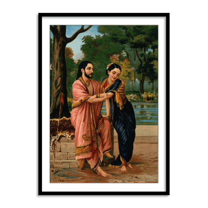 Arjuna in disguise a dancing teacher wooing Subhadra by Raja Ravi Varma Wall Art Painting