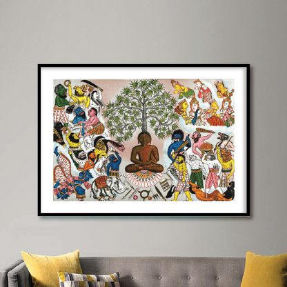 Buddha Resisting the Demons of Mara Tibetan Art Painting for Home Wall Decor