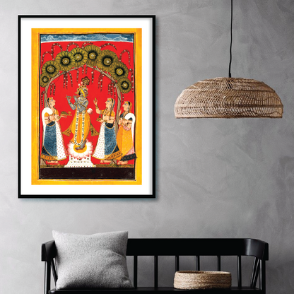 Krishna Fluting, Folio from a Dasavatar series artwork for Home Decor Wall Art