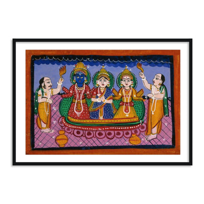 Krishna Rakhmini and Balram Framed Wall Art painting