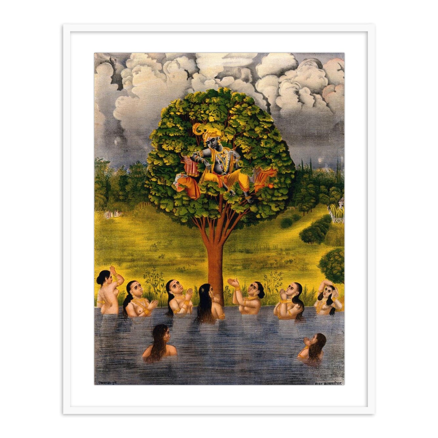 Krishna on a Tree Wall Art Painting for Home Decor