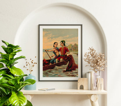 King Shantanu proposes to the low caste fisher girl, Matsyagandha by Raja Ravi Varma Wall Art